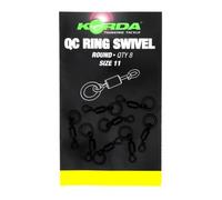 Korda Quick Change Ring Swivel Round Size 11 (8 Pack) Anti-Glare PTFE Coated Terminal Tackle for Carp Fishing, Chod Rigs and Helicopter Setups