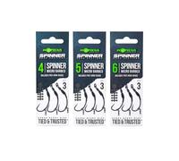 Korda Ready Tied Spinner Hook Sections: 4 Barbless - Pre-Tied Spinner Rigs for Carp Fishing with Spinner, Krank, and Kurv Shank Hooks - Quick and Easy Setup Carp Fishing Hook