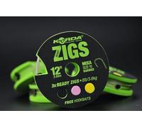 Korda ready-tied zigs - 10' Size 10 Barbless