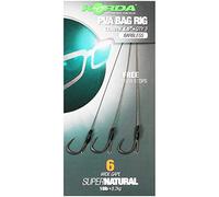 Korda Solidz PVA Rig Wide Gape Barbless Size 6, 18lb | Pre-Tied Carp Fishing Rig for Solid PVA Bag Fishing | Supernatural Braid, High Hook Turnover with Shrink Tube