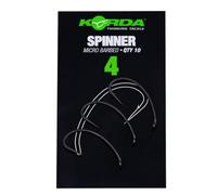 Korda Spinner Hook Micro Barbed - Size 4, PTFE Coated, Super Sharp, Long Curved Shank - Pack of 10