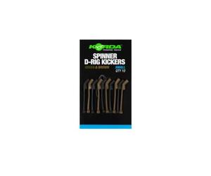 Korda Spinner D Rig Kickers Green/Brown, Small, Qty 10 | For Size 6 Hooks, Pre-Trimmed Rubber Body, Reusable Design, Swivel Compatible