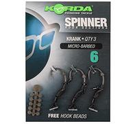 Korda Spinner Hook Sections Krank, Size 6, Pack of 3, Pre-Made Hook Sections with Krank or Kurv Shank Options for Easy Rigging, Perfect for Fishing Enthusiasts Looking for Quick and Reliable Solutions