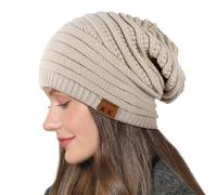 Kordear Beanie Hat Women - Winter Warm Knitted Beanies Ladies Thermal Wooly Soft Stretch Slouchy Beanie Skull Cap Cable Knit Hat for Women Girls Outdoor Beige