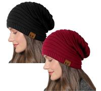 Kordear Beanie Hat Women - Winter Warm Knitted Beanies Ladies Thermal Wooly Soft Stretch Slouchy Beanie Skull Cap Cable Knit Hat for Women Girls Outdoor