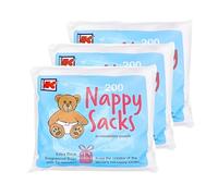 Kordis Disposable Nappy Bags - 3 x 200 Nappy Sacks. Scented Nappy Sacks with Tie Handles, Lilac Diaper Bags for Baby Toiletries. 600 Bag Count - 29.5cm x 36cm