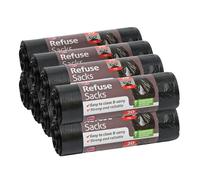 Kordis Heavy Duty Tie Handle Refuse Sacks - 8 x 20 Bags. 70L Strong, Plastic Black Bin Bags For Kitchen & Garden Bins. 160 Unscented Garbage Bags -