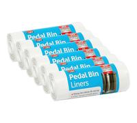 Kordis Strong Tie Handle Pedal Bin Liners 6x30 Bags 25L White Plastic Bin Bag Liners Bedroom Office Trash Can Small Bins 180 Garbage Bags 53x70cm