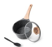 Kordisen 16cm/1.4L Sauce Pan with Lid, Non Stick Small Pot with Granite Coating, Saucepan with Pour Spout, Multipurpose Handy Induction Pot, Cooking Pot, PFOA/PFOS Free