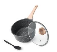 Kordisen 20cm /2.4L Sauce Pan with Lid, Non Stick Small Pot with Granite Coating, Saucepan with Pour Spout, Multipurpose Handy Induction Pot, Cooking Pot, PFOA/PFOS Free