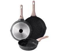 Kordisen Nonstick Frying Pan Set, 3 Piece Skillet Set, Healthy Induction Cooking Pan, Stay-Cool Handle, Compatible with All Stovetops, PFOA Free (24/28/32cm)