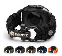 KORDIZ Survivor - Paracord Apple Watch Band Compatible with Apple Watch Ultra 2/1 and Series 10/9/8/7/6/5/4/3/2/1/SE - 49 mm 46mm 45mm 44mm - with Stainless Steel Adjustable Shackle (Black, Ultra