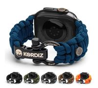 KORDIZ Survivor - Paracord Apple Watch Band Compatible with Apple Watch Ultra 2/1 and Series 10/9/8/7/6/5/4/3/2/1/SE - 49 mm 46mm 45mm 44mm - with Stainless Steel Adjustable Shackle (Navy, Ultra Black