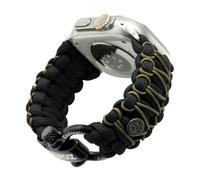 KORDIZ Survivor Pro Apple Watch Paracord Strap Compatible with Apple Watch Series Ultra & 9/8/7/6/5/4/3/2/1/SE - 49mm 45mm 44mm 42mm with Adjustable Stainless Steel Strap, Black and micro green, L for