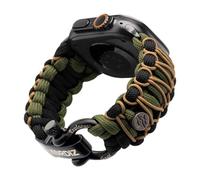 KORDIZ Survivor Pro Apple Watch Paracord Strap Compatible with Apple Watch Series Ultra & 9/8/7/6/5/4/3/2/1/SE - 49mm 45mm 44mm 42mm with Adjustable Stainless Steel Strap, Black/Green & Micro Coyote