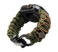 KORDIZ Survivor Pro,Paracord Apple Watch Band Compatible with Apple Watch Series 8/7/6/5/4/3/2/1/SE & Ultra,with Stainless Steel Adjustable Shackle (Green & Micro Coyote, L for 42/44/45mm)