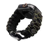 KORDIZ Survivor Pro - Paracord Apple Watch Band Compatible with Apple Watch Series 8/7/6/5/4/3/2/1/SE & Ultra - 49mm 45mm 44mm 42mm - with Stainless Steel Adjustable Shackle (Black & Micro Green, M
