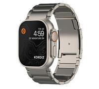 KORDIZ Titanium Band - Compatible for Apple Watch ULTRA 49mm - Titanium Metal Watch Strap with Double Button Clasp for iWatch Bands (ULTRA T01 Max, Titanium), ULTRA Silver