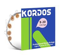 KORDOS Banjo Strings 5 string Set Light Loop End, Vaccum-Sealed Packing Long Life, 5 String Banjo Strings Set - 70/30 Phorsphor Bronze, Hex Carbon Steel Core, Light Gauge, 9-20