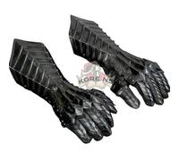 KORE NS Medieval Gauntlets Nazgul Black Antique Steel Armor Gloves Crusader Larp Cosplay, Black, Regular, black, Regulär