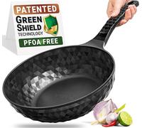 KOREA KING Diamond X Premium Extreme Non Stick 11" Frying Wok Pan Hybrid with Spatula, Oil-Free, PFOA-Free Cooking with Titanium-Coated 8-Layered Korean Engineered Deep Flat Bottom Stir Fry Skillet