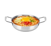 Korea Noodle Pot, Fast Heating Stainless Steel Ramen Cooking Stockpot,Binaural Pasta Pots Kitchen Cookware for Paghetti Soup Porridge Noodle(18cm)
