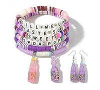 Korea-pop Friendship Bracelet Merch Set, 6Pcs Stackable Stretch Bracelets and 2 Soda Bottle Pendants, Singer Bracelet Kit for Korea Stuff Fans Cosplay Outfit Gifts Accessories Jewelry Birthday Concert