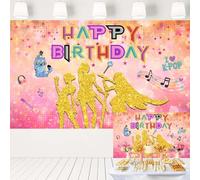 Korea-Pop Music Birthday Backdrop Anime Movie Theme Happy Birthday Background Glitter Golden Girls Party Decorations 5x3 ft 1