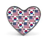 Korea South U.S. Friendship Flag Funny Lapel Pins Heart Button Brooch Badge Pin Hat Clothes Bag Jewelry for Men Women