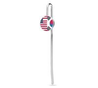 Korea South U.S. Friendship Flag Personalized Metal Hook Cute Bookmarks Page Markers for Book Lovers Men Women 1"/1.2"