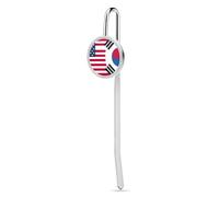Korea South U.S. Friendship Flag Personalized Metal Hook Cute Bookmarks Page Markers for Book Lovers Men Women 1"/1.2"