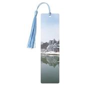 Korea Winter Lake Printed Metal Bookmarks M - Sky Blue Lightweight Aluminium Book Marker for Books, Journals & Gifts, Ideal Book Lovers, Holiday Decor & Crafts