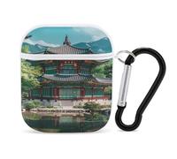 Korean Architecture Palace of Koreas Case Cover Compatible with AirPods 1&2 Protective PC Shell Carrying Case with Keychain