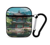 Korean Architecture Palace of Koreas Case Cover Compatible with AirPods 1&2 Protective PC Shell Carrying Case with Keychain