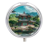 Korean Architecture Palace of Koreas Travel Pill Organizer Portable Pill Case Small Pill Box for Purse Pocket