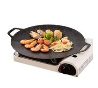 Korean B-BQ Grill Pan - Non-Stick Smokeless Grill Pan, Cast Iron Griddle Pan, Multi-Function Heat Resistant Grill Pan, Circular Size Stovetops BBQ Grill Plate Barbecue Disk for Indoor Outdoor Camping