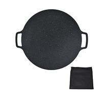 Korean BBQ Grill Pan，Iron Round Grill Pan Nonstick Heat Resistant Round Grilling Tray for Pork Belly Pancakes(36CM)