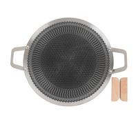 Korean BBQ Grill Pan Stainless Steel Even Heat Distribution Easy Cleanup Multipurpose Use Outdoor Grill Plate (38cm)