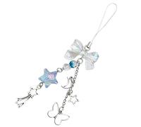 Korean Bow Phone Chain Tassel Star Pendant Keychain Sweet Cool Bowknot Phone Strap Acrylic Key Ring Bag Decoration Phone Strap, フリーサイズ