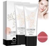 Korean CC Cream With SPF 50 For Older Women, CC Cream Self Adjusting For Mature Skin, Color Correcting Cream, Full-Coverage Foundation (2 Pcs)