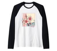 Korean Cherry Blossom in Aesthetic Anime Retro Kpop Flower Raglan Baseball Tee