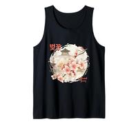 Korean Cherry Blossom in Aesthetic Grunge Retro Kpop Flower Tank Top