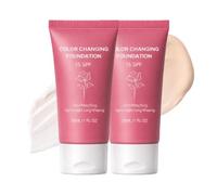 Korean Colour Changing Foundation Cream SPF - Waterproof, Long-Lasting Face Makeup with pH For Mature Skin,Moisturizing Concealer Brighten, Even Skin Tone, for All Skin Types,30ml (2 PCS)
