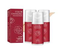 Korean Colour Changing Foundation, Skin Tone Adapting Liquid Foundation for Mature Skin, SPF 15, Lightweight Body Coverage with Moisturising Formula, Natural Finish for Daily Wear (3pc)