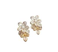 Korean Crystal Flower Drop Earrings for Woman Fashion Elegant Shiny Zircon Geometric Temperament Earrings Wedding Party Jewelry