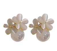 Korean crystal flower pearl women's 2022, super fairy earrings, gentle and advanced.