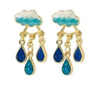 Korean Cute Cloud Blue Rain Lightning Drop Dangle Earrings for Women Sweet White Charming Fun Jewelry Cloud Simple Jewelry