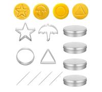 Korean Dalgona Candy Making Kit - 12pc Stainless Steel Sugar Cookie Cutters, Korean Drama Inspired Baking Tools (Circle/Triangle/Umbrella/Star), Baking Challenge Game Tools