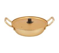 Korean Design Aluminum Ramen Noodle Pot for Indoor Cooking, Round Shape, Gold, 1 Set