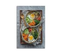 Korean Double Bibimbap (with Fried Eggs Vegetables) Food Poster Decorative Painting Canvas Wall Posters And Modern Family Bedroom Decor 12x18inch(30x45cm)